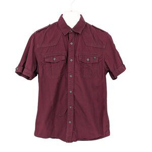 Guess Button Up Cargo Shirt Men Size M Logo Patchwork Y2K Utility Gorpcore Urban